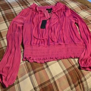 RACHEL Rachel Roy Fuchsia Smocked Blouse